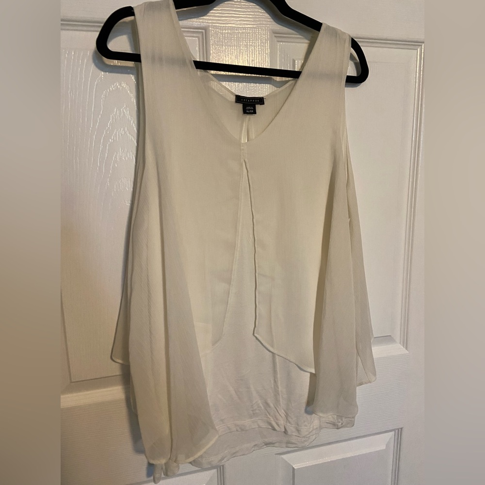 Metaphor Sheer Overlay Sleeveless Blouse - XL